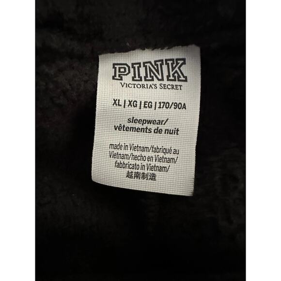 Victoria secret PINK Teddy Wide Leg Pajama Pants sz XL Black - Picture 10 of 11